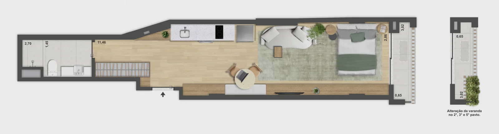 Planta do Apartamento 41 m² · 404, 41,10 m²