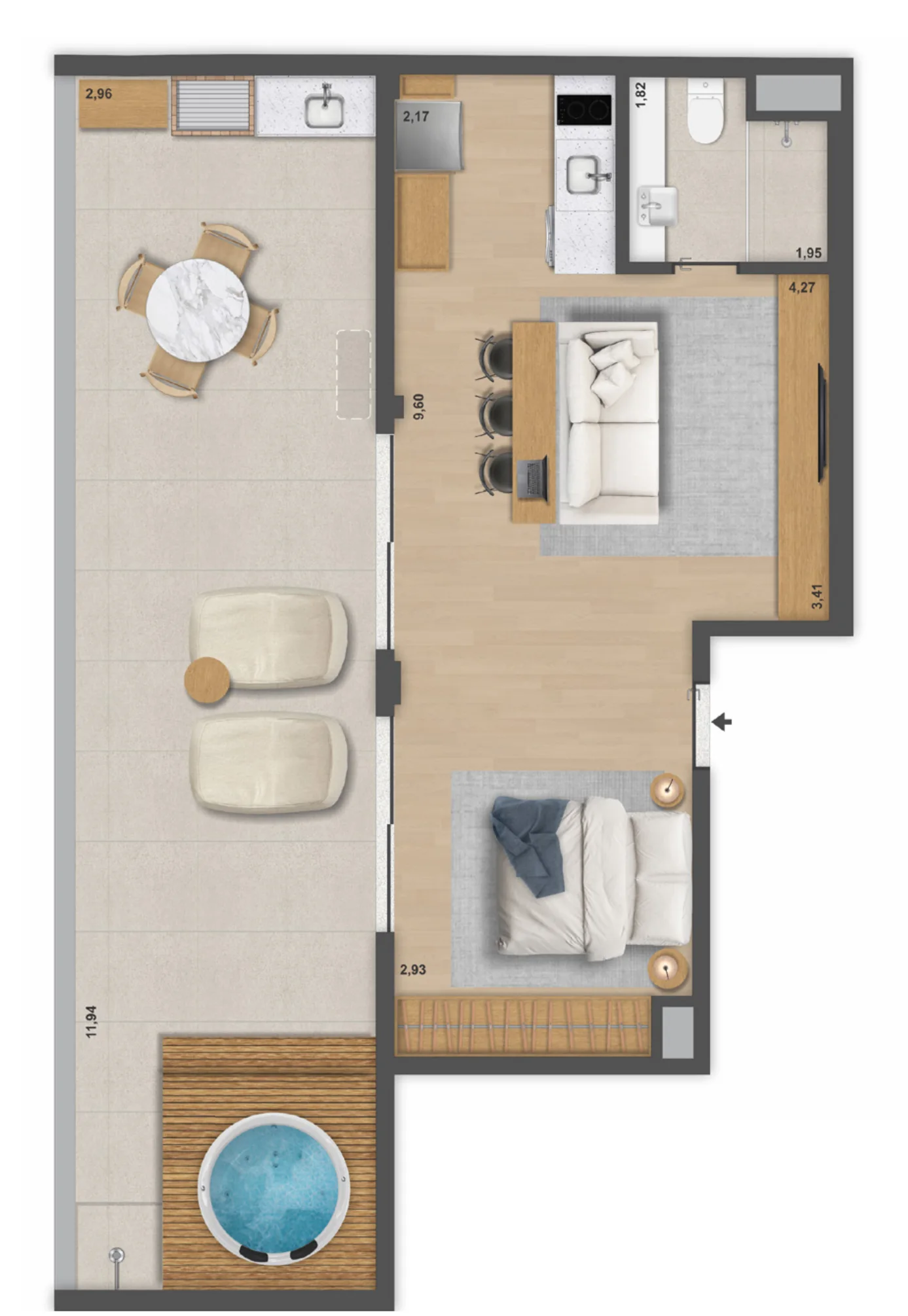 Planta do Cobertura, 80,01 m²