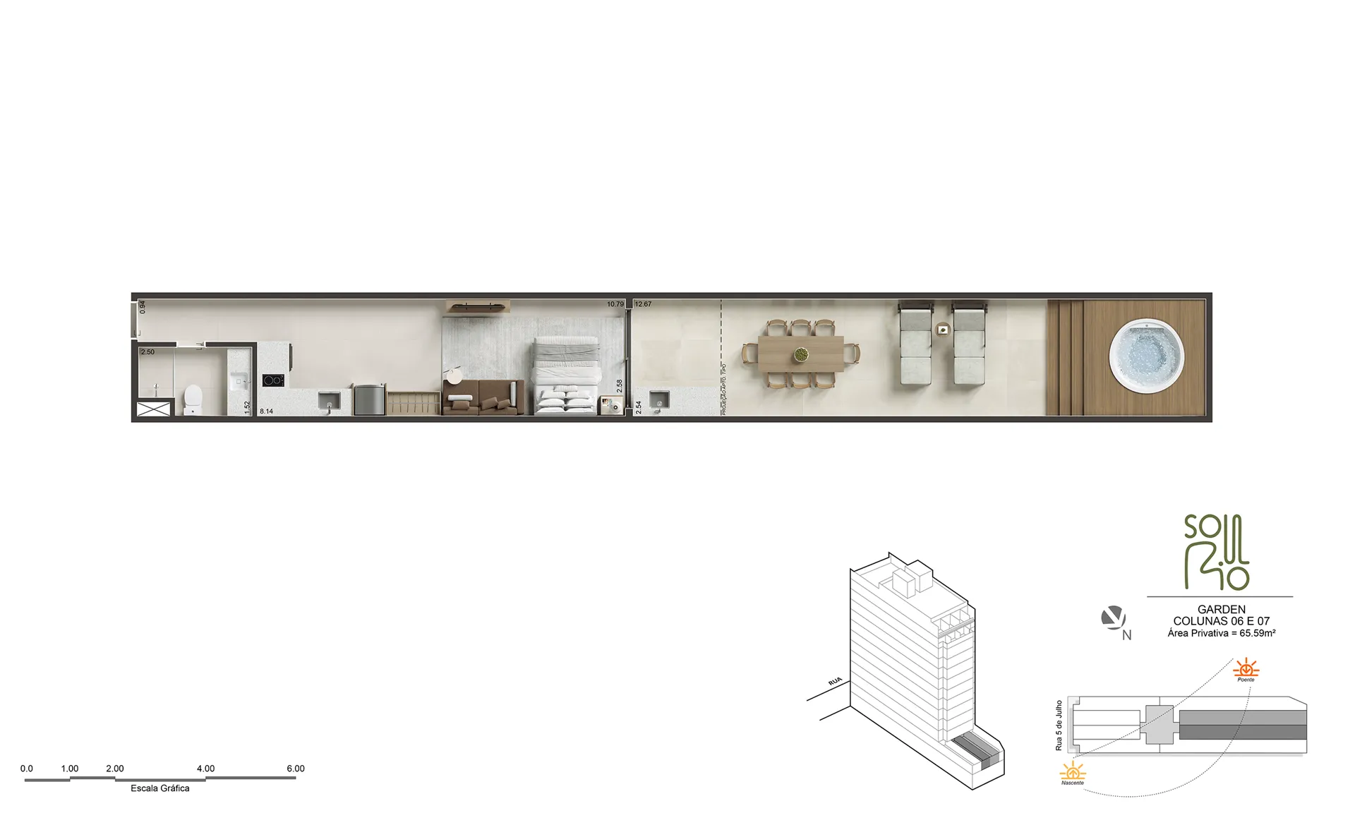 Planta humanizada do Up Garden, 66 e 77 m²